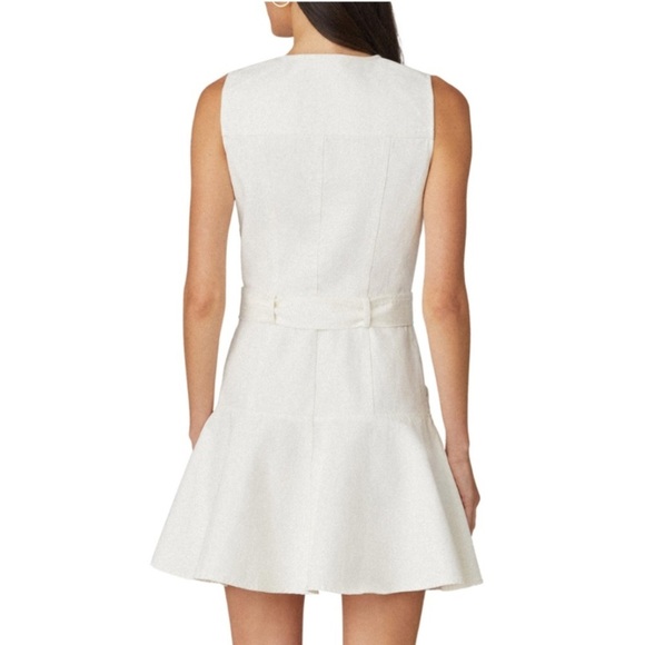 Shoshanna Anya Sleeveless Flounce Cotton Belted Mini Dress White Size 12 NWT New - Picture 14 of 16